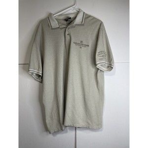 Vintage Harley Davidson Logo Polo Shirt Men's XL Light Beige Myrtle Beach SC